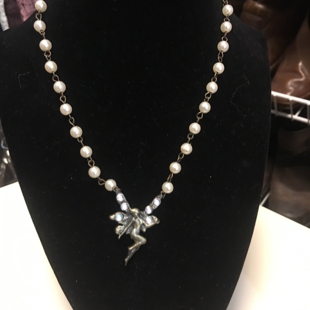 Necklace With Faux Pearls & Fairy Lowest Price